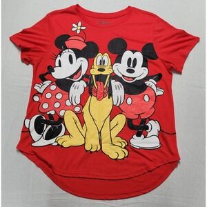 Women's Disney Mickey Minnie & Pluto Graphic Print T-shirt Red Size XXL (19)
